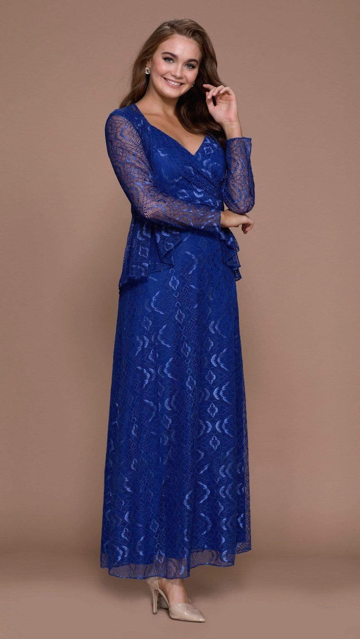 Nox Anabel - Lace V-Neck A-Line Dress 5140 - 1 pc Royal Blue in Size XL Available CCSALE XL / Royal Blue