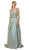 Nox Anabel - M271 Illusion Plunge Glitter A-Line Gown Special Occasion Dress XS / Blue Gold