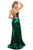Nox Anabel - M413 Crisscross Plunge Metallic High Slit Gown Prom Dresses