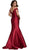 Nox Anabel Plunge Detailed Off Shoulder Mikado Trumpet Gown C004 - 1 pc Burgundy in Size M Available CCSALE