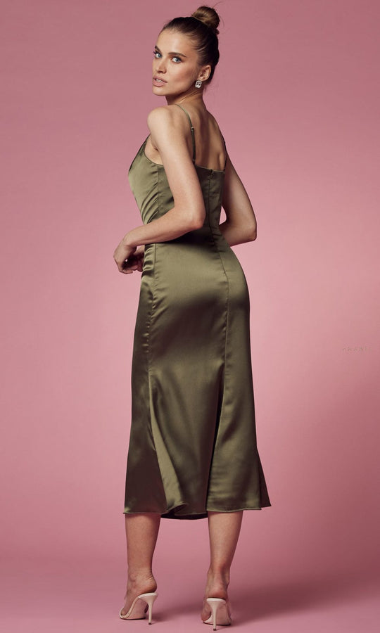 Nox Anabel R1027 - Tea Length Cowl Cocktail Dress