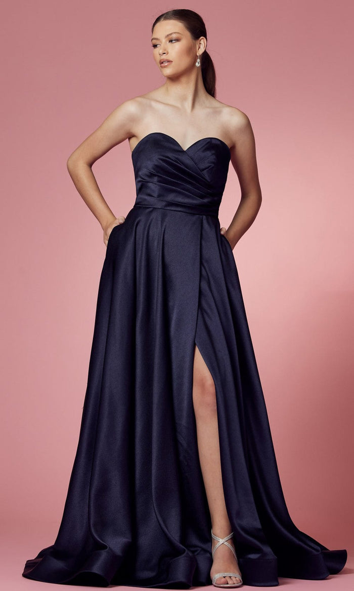 Nox Anabel R1036 - Strapless Sweetheart Evening Gown Prom Dresses 2 / Dark Navy Blue