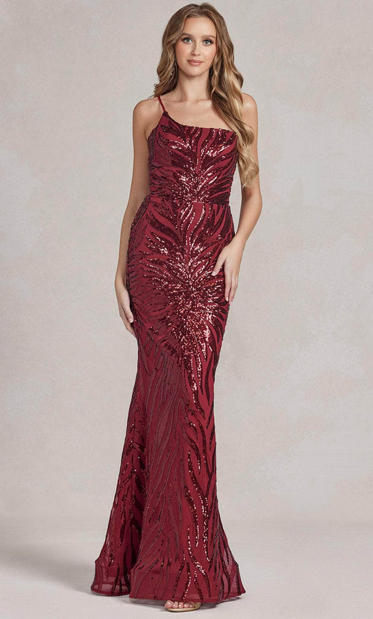 Nox Anabel R1204 - One Shoulder Sequin Evening Dress