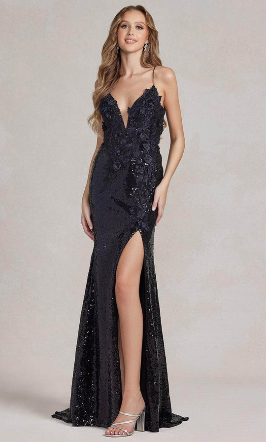 Nox Anabel R1207 - Applique Sequin Evening Dress