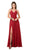 Nox Anabel - R275 Plunging V-neck A-line Dress With Slit Prom Dresses XS / Burgundy