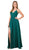 Nox Anabel - R275 Plunging V-neck A-line Dress With Slit Prom Dresses XS / Green