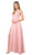 Nox Anabel - R275 Plunging V-neck A-line Dress With Slit Prom Dresses XS / Rose