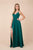 Nox Anabel - R275P Plunging V-neck A-line Dress With Slit Prom Dresses 4XL / Green