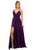 Nox Anabel - R356 V Neck Animal Printed High Slit A-Line Evening Gown Evening Dresses 4 / Black & Magenta