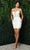 Nox Anabel R700 - Embroidered Plunging V-neck Short Dress Cocktail Dresses 2 / White