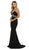 Nox Anabel - T253 Metallic Stripped Illusion Cutout Back Gown Special Occasion Dress XS / Black