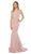 Nox Anabel - T253 Metallic Stripped Illusion Cutout Back Gown Special Occasion Dress XS / Rose