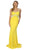 Nox Anabel - T253 Metallic Stripped Illusion Cutout Back Gown Special Occasion Dress XS / Yellow