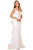 Nox Anabel - T314 Plunging V-Neck Embroidered Mermaid Gown Evening Dresses 4 / White