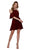 Nox Anabel - T667 Cold Shoulder Short Chiffon Dress Cocktail Dresses XS / Burgundy