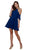 Nox Anabel - T667 Cold Shoulder Short Chiffon Dress Cocktail Dresses XS / Navy Blue