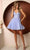 Nox Anabel T743 - Sleeveless Deep V-neck Short Dress Cocktail Dress 00 / Periwinkle