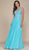 Nox Anabel - Y100 Gilded Illusion Scoop Chiffon A-line Dress Special Occasion Dress XS / Aqua