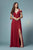 Nox Anabel - Y277P Cold Shoulder V Neckline A-Line High Slit Gown Prom Dresses 4XL / Burgundy