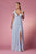 Nox Anabel - Y277P Cold Shoulder V Neckline A-Line High Slit Gown Prom Dresses 5XL / Dusty Blue
