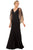 Nox Anabel - Y531 Embellished V-neck Trumpet Dress With Train Mother of the Bride Dresses 10W / Black
