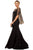 Nox Anabel - Y531 Embellished V-neck Trumpet Dress With Train Mother of the Bride Dresses