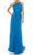 Odrella - 1698 Gathered Embellished Halter Crepe Chiffon Evening Dress Special Occasion Dress 00 / Blue