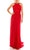 Odrella - 1698 Gathered Embellished Halter Crepe Chiffon Evening Dress Special Occasion Dress 00 / Red