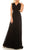 Odrella - 4424 Surplice Neckline Chiffon A-Line Gown Special Occasion Dress 00 / Black