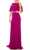 Odrella - 4516 Beaded Sheer Waist Cutout Cold Shoulder Evening Dress Special Occasion Dress 00 / Magenta