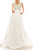 Odrella - 4747 Surplice Glitter Lattice Bodice A-Line Gown Evening Dresses 0 / White