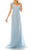 Odrella - 4757 Illusion Off Shoulder Glitter Mesh A-Line Gown Special Occasion Dress 00 / Blue