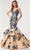 Panoply - 14095 Floral Sequin Tiered Gown Special Occasion Dress 0 / Champagne/Royal