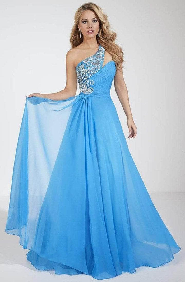 Panoply - 14622 Embellished Asymmetrical Long Gown - 1 pc Turquoise In Size 2 Available CCSALE 2 / Turquoise