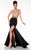 Panoply 14801 V-Neck Gilded Lace Trimmed Trumpet Gown CCSALE 4 / BlackGold