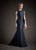 Park 108 -  M132 Beaded Waist Peplum Mikado Mermaid Gown - 1 pc Navy In Size 14 Available CCSALE