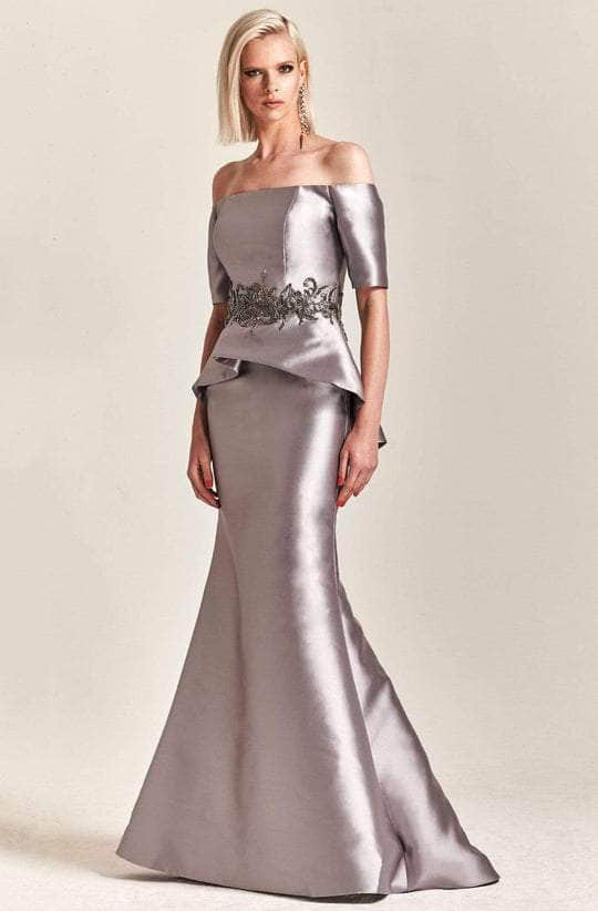 Park 108 - M202 Off-shoulder Straight Across Neck Mermaid Gown - 1 pc Pewter In Size 6 Available CCSALE 6 / Pewter
