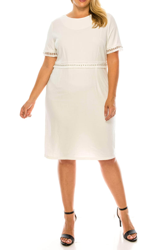 Phase Seven SCS706 - Jewel Neck Short Sleeved Ivory Formal Dress Special Occasion Dress