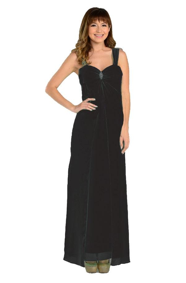 Poly USA - 7000 Sleeveless Sweetheart Chiffon Gown with Overlay Evening Dresses XS / Black