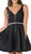 Poly USA - 7894 Sleeveless Deep V-Neck Mikado A-Line Cocktail Dress Special Occasion Dress
