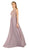 Poly USA - 8012 Embellished Lace Deep V-Neck Chiffon A-Line Dress Special Occasion Dress XS / Mauve