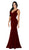 Poly USA - 8152 Plunging V-Neck Trumpet Jersey Gown Special Occasion Dress XS / Burgundy