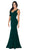 Poly USA - 8152 Plunging V-Neck Trumpet Jersey Gown Special Occasion Dress XS / Green