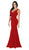 Poly USA - 8152 Plunging V-Neck Trumpet Jersey Gown Special Occasion Dress XS / Red