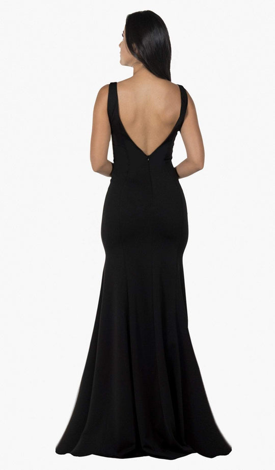 Poly USA - 8158 Sleeveless Illusion Plunging V Neckline Mermaid Dress