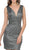 Poly USA - 8212 Metallic Plunging V-Neck Sheath Cocktail Dress Special Occasion Dress