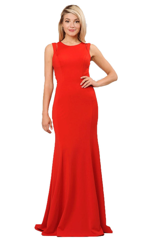 Poly USA - 8232 Sexy Cutout Back Mermaid Jersey Evening Gown