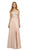 Poly USA - 8254 Cap Sleeve Embroidered Illusion Chiffon Gown Special Occasion Dress XS / Champagne