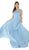 Poly USA - 8254 Cap Sleeve Embroidered Illusion Chiffon Gown Special Occasion Dress XS / Ice Blue