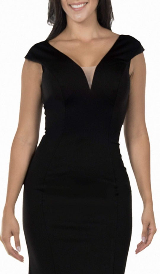 Poly USA - 8290 Cap Sleeve Deep V-Neck Sheath Gown